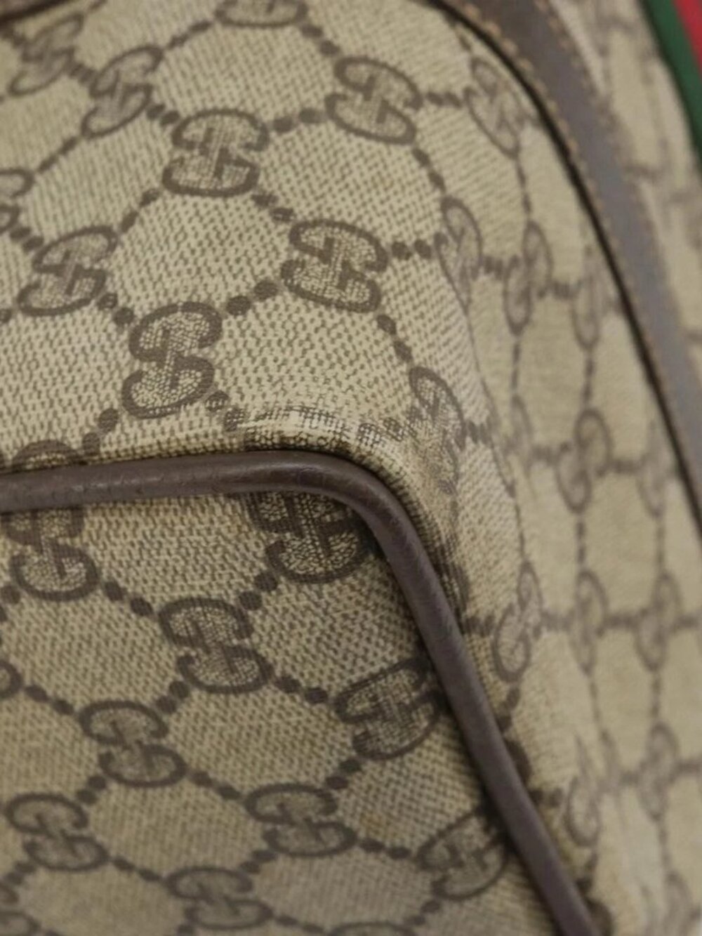 GUCCI GG Supreme Web Sherry Line Hand Bag PVC Beige Gold 24 012 3842 Auth ka2171 - Picture 5 of 16